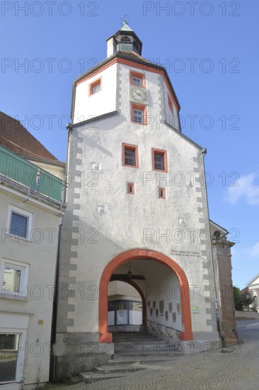 Lower tower built in 1579, town gate, town tower, Hechingen, Swabian Alb, Baden-Württemberg,