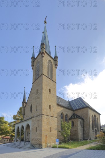 Neo-Gothic St John's Parish Church built in 1856, Hechingen, Swabian Alb, Baden-Württemberg,