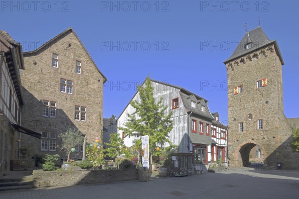 Werther Tor built in 1416 and building, town gate, defence defence tower, Bad Münstereifel,