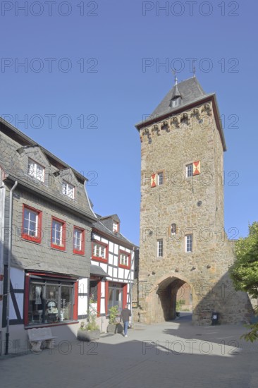 Werther Tor built in 1416, town gate, defence defence tower, Bad Münstereifel, Ahrgebirge, Eifel,
