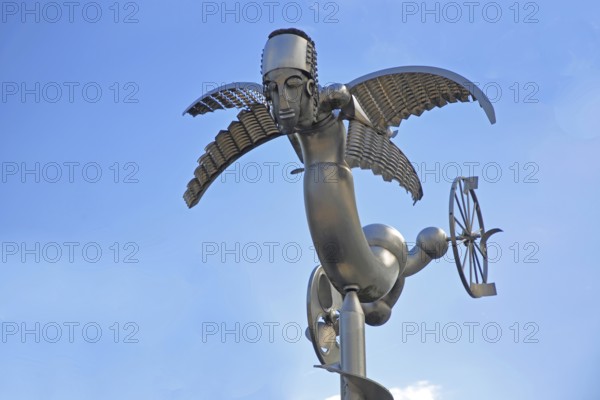 Sculpture Birdman by Albert Sous, modern art, abstract art, stainless steel, metal sculpture,