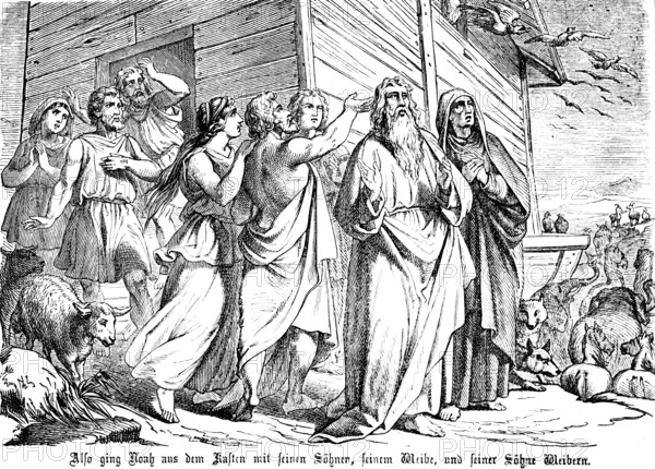 First Book of Moses, Chapter 9, Genesis, after the Flood Noah leaves the ark with his sons and