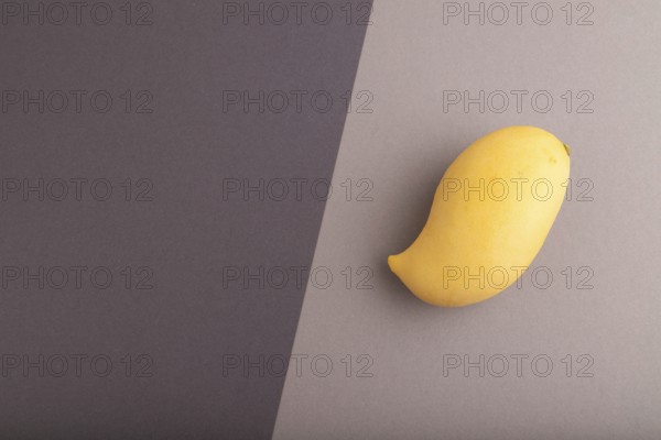 Orange mango on black and gray paper pastel background. Top view, flat lay, copy space. healthy