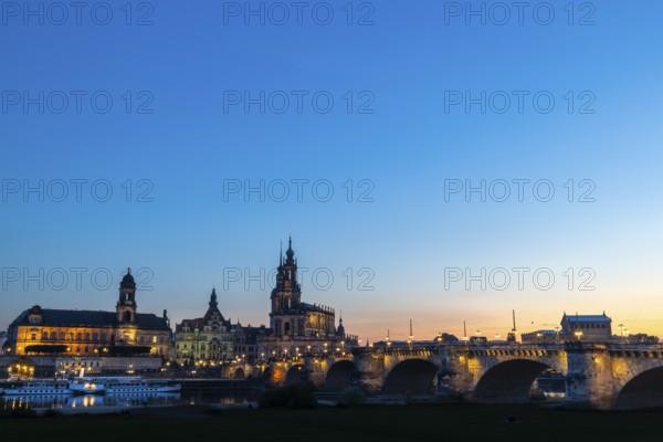 Old town skyline with Brühl's Terraces, Sanctissimae Trinitatis Cathedral, Court of Appeal, Royal
