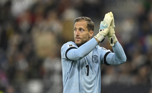 Goalkeeper Oliver Baumann GER (01) thanks fans applauds gesture gesture World Cup qualifier,
