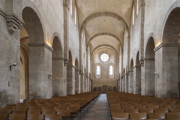 Interior view of the central nave, basilica, monastery church, founded in 1136, Eberbach Monastery,