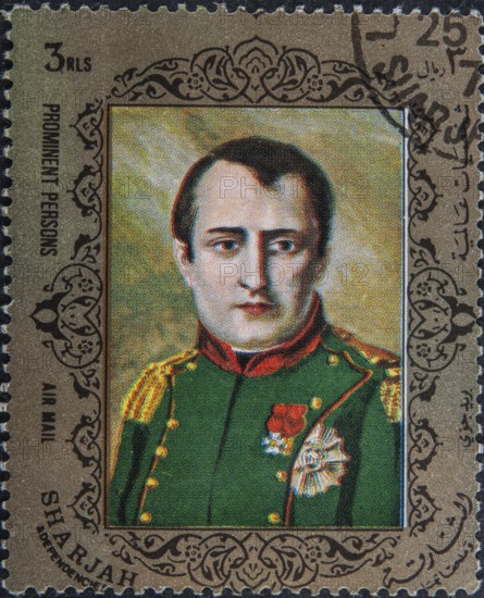 Napoleon Bonaparte (1769-1821) Emperor of France as Napoleon I 1804-1814. Portrait on a United Arab