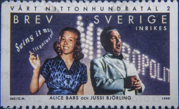 Alice Babs (1924-2014) and Jussi Björling (1911-1960), two famous Swedish singers. Portrait on