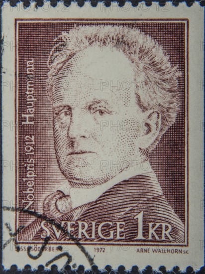 Gerhart Hauptmann, (1862-1946) a German novelist, dramatist and Nobel price winner, portrait on a