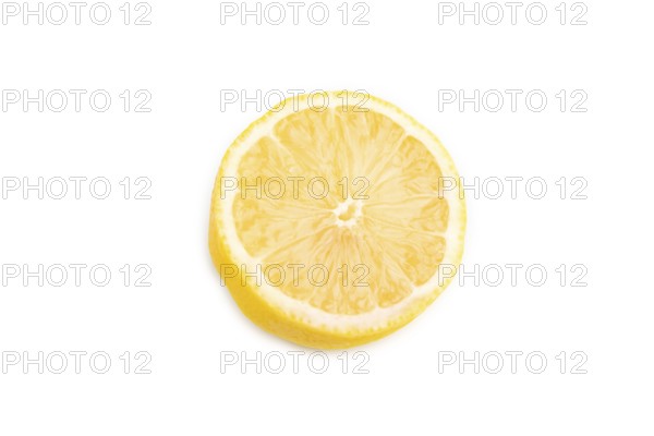 Yellow Lemon Cut in half isolated on white background. Side view, close up. healthy food,