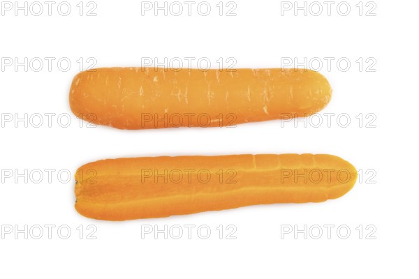 Orange Carrot isolated on white background. Top view, close up, flat lay. healthy food, vegetable,