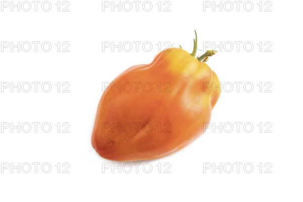 Red Heart Shape tomato isolated on white background. Side view, copy space. healthy food,