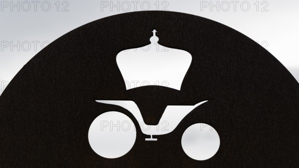 Carriage with crown, symbolising the Kongevegen or King's Road, Olav's Way or Olavsleden, Drivdalen