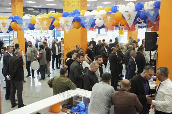 Gaziantep, Türkiye – May 28, 2023. Members of the ruling Justice and Development Party (AKP) follow