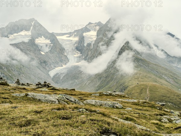 View from the Hohe Mut over to the Gaisbergferner and the Gurgler Kamm in the Ötztal Alps, Tyrol,