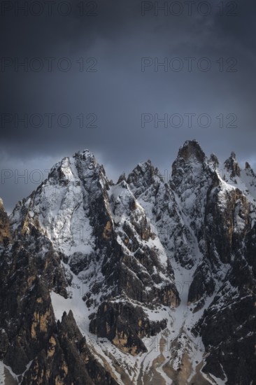 View of the local mountains of San Candido, Haunold, Birkenkofel, Haunold Group, Sesto Dolomites,