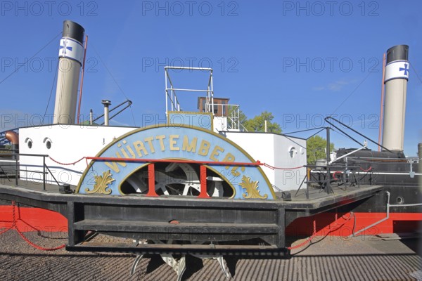 Historic paddle steamer Württemberg ship museum, ship, tugboat, chimneys, inscription, Rotehorn,