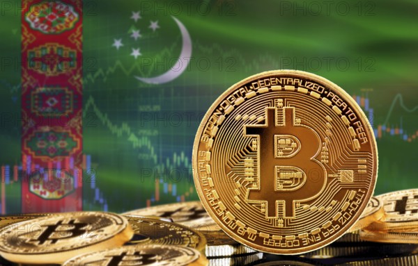 Investors in cryptocurrency and Blockchain Technology in Turkmenistan, Concept. Bitcoin with
