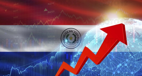 Global financial growth with Paraguay flag. Financial growth with Paraguay flag on economic