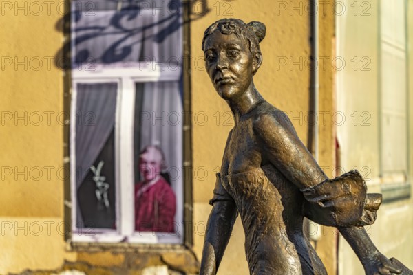 Bronze sculpture of Duchess Luise Dorothea of Saxe-Gotha-Altenburg in Gotha, Thuringia, Germany