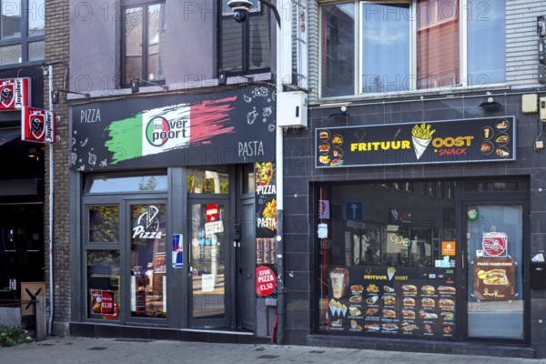 Snackbars, snack bars in the Overpoortstraat, Overpoort street, nightlife district for students in