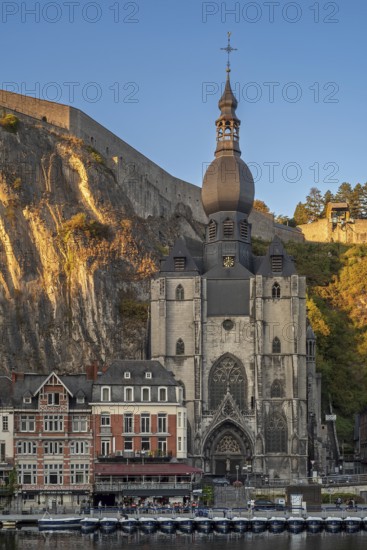 Citadel and 13th-century Gothic Collegiate Church of Notre Dame de Dinant in the city along the