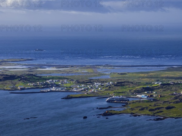 Fjord, coast, summer, aerial view, place, sea, cruise ship, mass tourism, Djupivogur, Berufjördur,