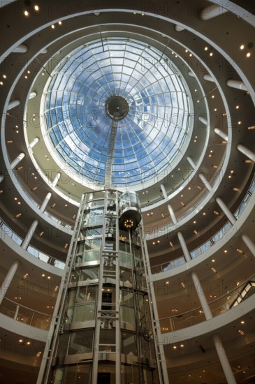 Interior view, glass dome of the Karlspassage in the Breuninger department stores', shopping