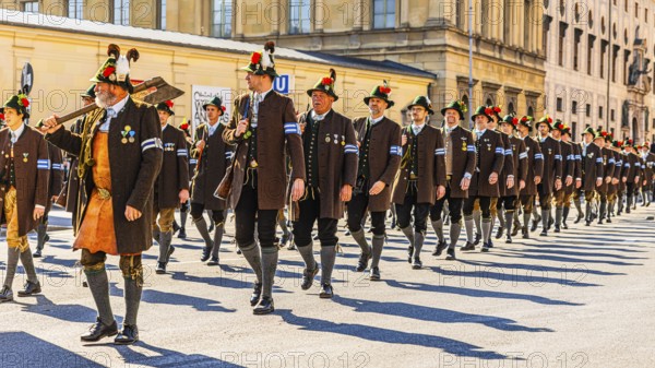 Historical group Schmied von Kochel from Munich, traditional traditional costume and marksmen