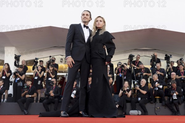Venice, Italy - 2 September 2025: Rory St. Clair Gainer, Rebecca Ferguson during the Red Carpet of