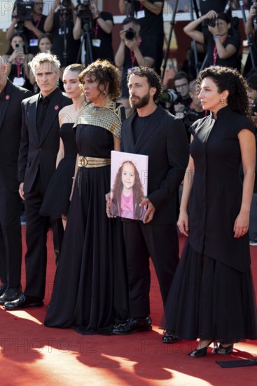 Venice, Italy - 3 September 2025: Joaquin Phoenix, Rooney Mara, Kaouther Ben Hania, Motaz Malhees,