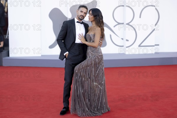 Venice, Italy - 3 September 2025: Pietro Tartaglione and Rosa Perrotta during the red carpet of -