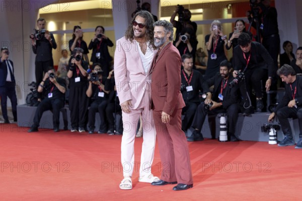 Venice, Italy - 3 September 2025: Jason Momoa and Oscar Isaac during the red carpet of - Cartier