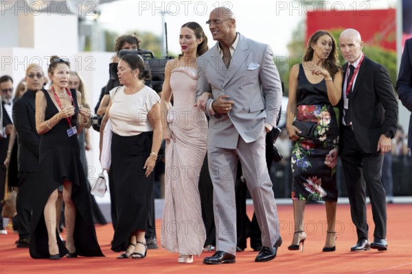 Venice, Italy - 1 September 2025: Emily Blunt and Dwayne Johnson during the red carpet of - The