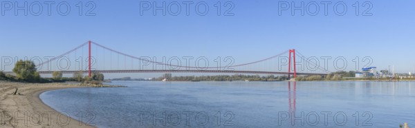 Panorama view from the left bank of the Rhine, western bank of the Rhine, of an earth-anchored