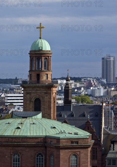 Tower of St Paul's Church and Old Town Hall Tower, Frankfurt am Main, Hesse, Germany