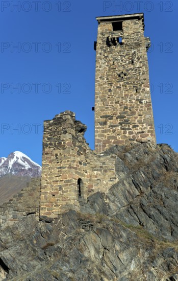 Defence defence tower of the medieval fortress of Sno, also known as Gudushauri Castle, mountain