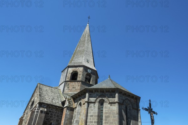 Compains, Saint Georges church, Auvergne Volcanoes Regional Park, Cezallier region, Puy de Dome,