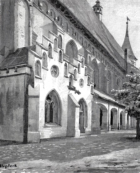 The Stoa Kantiana and the tomb of Kant, at the cathedral, Königsberg in East Prussia, in 1890,