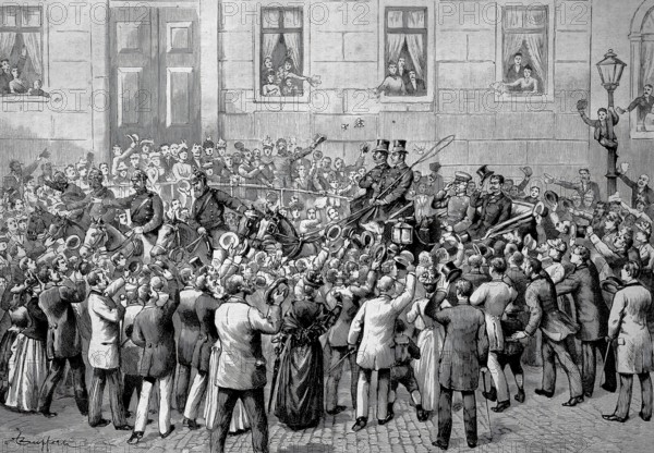 Bismarck's departure from Berlin on 20 March 1890, after he was dismissed by Kaiser Wilhelm II