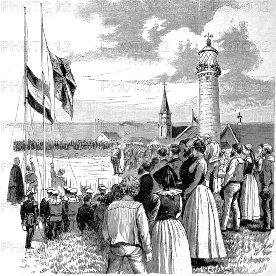 The Raising of the Imperial Standard on Heligoland, 1890, Germany, Historical, authentic, digitally