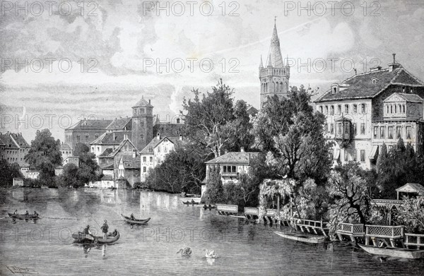 At the castle pond in Königsberg in Prussia, around 1890, Germany, today Kaliningrad in Russia,