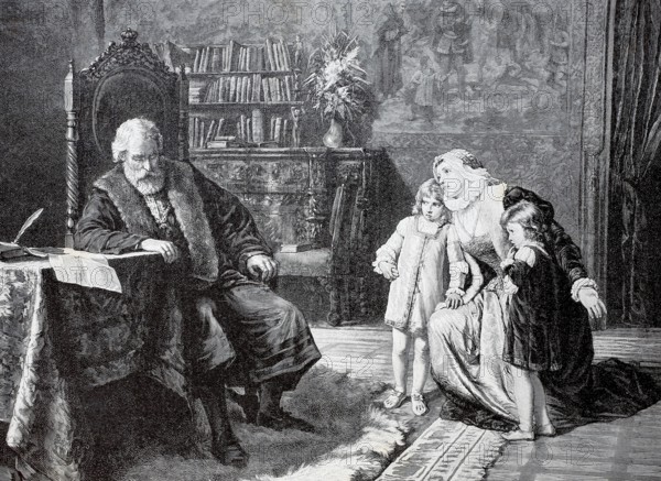 Philippine Welser in front of Emperor Ferdinand I, Philippine Welser (born 1527 in Augsburg, died