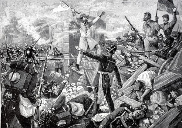 The deputy Rösler announces the armistice in the Frankfurt street fight on 18 September 1848,