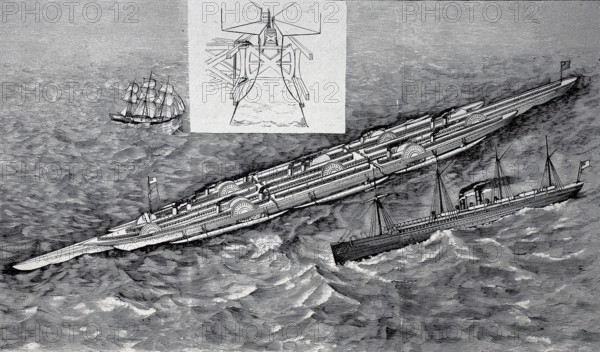 Project of a transatlantic passenger liner, 1890, Historic, authentic, digitally restored