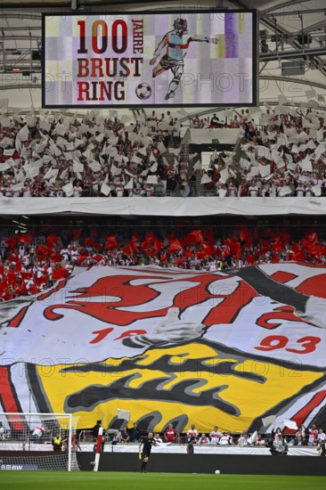 Scoreboard, Choreo, Choreography, Fan campaign 100 years chest ring, VfB Stuttgart, Bundesliga,