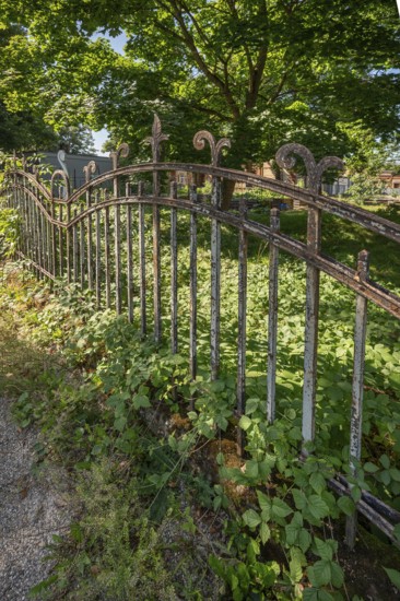 Historic metal fence bordering the former municipal abattoir, 19th century, Offenburg,