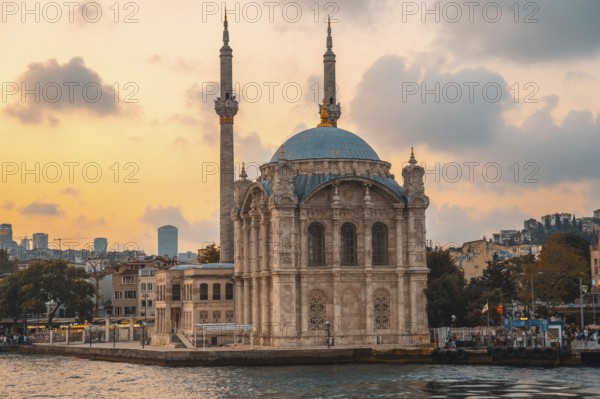 Ortakoy mosque, located on the shores of bosphorus strait, creates a picturesque scene during