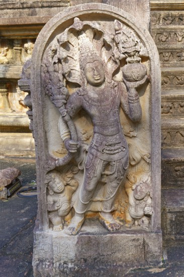 Guard stones or muragalas at the entrance of Vatadage circular temple, Polonnaruwa ruins of the