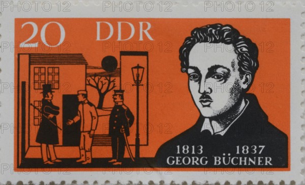 Karl Georg Büchner 1813, 1837, a German dramatist and writer of poetry and prose. Portrait on a